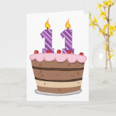 11歳オンお誕生日ケーキ カード (黄色い花)