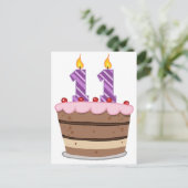 11歳オンお誕生日ケーキ ポストカード (スタンド正面)
