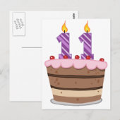 11歳オンお誕生日ケーキ ポストカード (正面/裏面)
