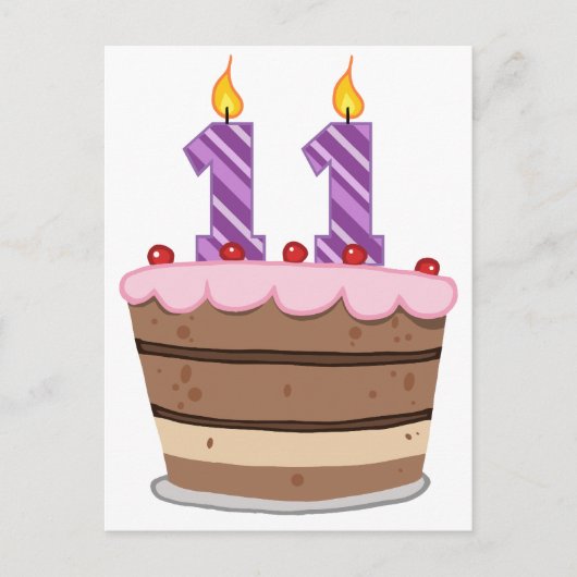 11歳オンお誕生日ケーキ ポストカード (正面)
