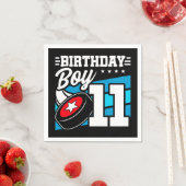 11歳オールドホッケーパーティーテーマ11誕生日少年 スタンダードカクテルナプキン (インサイチュ)
