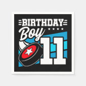 11歳オールドホッケーパーティーテーマ11誕生日少年 スタンダードカクテルナプキン (正面)