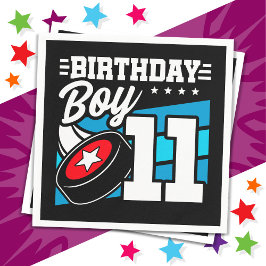 11歳オールドホッケーパーティーテーマ11誕生日少年 スタンダードカクテルナプキン