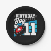 11歳オールドホッケーパーティーテーマ11誕生日少年 ペーパープレート (正面)