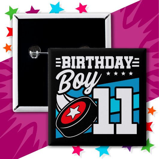 11歳オールドホッケーパーティーテーマ11誕生日少年 缶バッジ