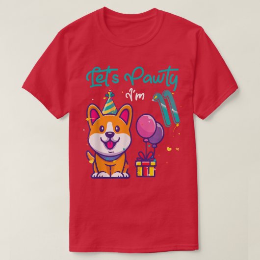 11歳コギ犬の恋人11誕生日レッツP Tシャツ (デザイン正面)