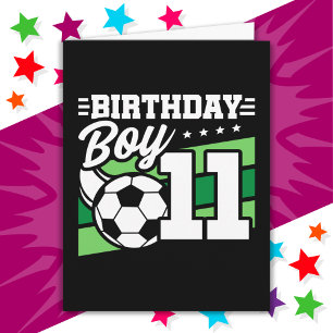 11歳サッカーサッカーキッズ11誕生日少年 カード