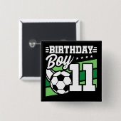 11歳サッカーサッカーキッズ11誕生日少年 缶バッジ (正面&裏面)