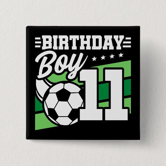 11歳サッカーサッカーキッズ11誕生日少年 缶バッジ (正面)