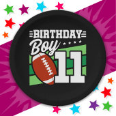11歳サッカーパーティーテーマ11誕生日少年 ペーパープレート