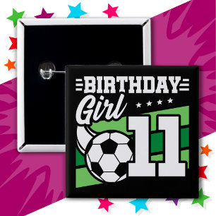 11歳サッカー11誕生日女 缶バッジ
