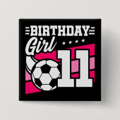 11歳サッカー11誕生日女 缶バッジ (正面)