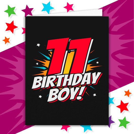 11歳スーパーヒーロー誕生日ボーイ11誕生日 カード