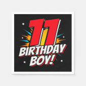 11歳スーパーヒーロー誕生日ボーイ11誕生日 スタンダードカクテルナプキン (正面)