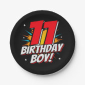 11歳スーパーヒーロー誕生日ボーイ11誕生日 ペーパープレート (正面)