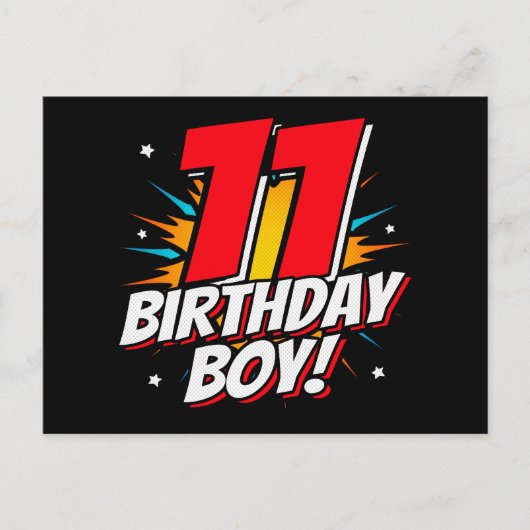 11歳スーパーヒーロー誕生日ボーイ11誕生日 ポストカード (正面)