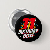11歳スーパーヒーロー誕生日ボーイ11誕生日 缶バッジ (正面&裏面)