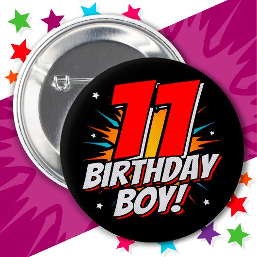 11歳スーパーヒーロー誕生日ボーイ11誕生日 缶バッジ