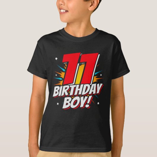 11歳スーパーヒーロー誕生日ボーイ11誕生日 Tシャツ (正面)