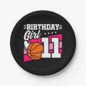 11歳バスケットボールパーティー11誕生日ガール ペーパープレート (正面)