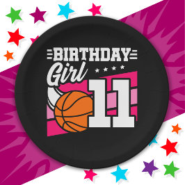 11歳バスケットボールパーティー11誕生日ガール ペーパープレート