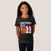 11歳バスケットボールパーティー11誕生日ガール Tシャツ (正面フル)
