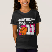 11歳バスケットボールパーティー11誕生日ガール Tシャツ (正面)