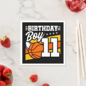 11歳バスケットボールパーティー11誕生日少年 スタンダードカクテルナプキン (インサイチュ)