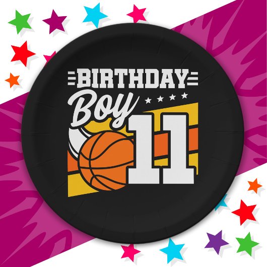 11歳バスケットボールパーティー11誕生日少年 ペーパープレート
