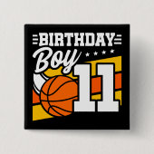 11歳バスケットボールパーティー11誕生日少年 缶バッジ (正面)