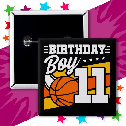 11歳バスケットボールパーティー11誕生日少年 缶バッジ