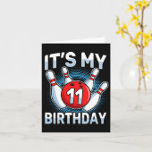 11歳ボーリング11thバースデーパーティー男の子ガール カード (黄色い花)