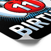 11歳ボーリング11thバースデーパーティー男の子ガール ポスター (角)