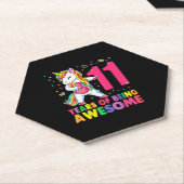 11歳ユニコーン浮き11誕生日女の子U ペーパーコースター (アングル)