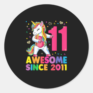 11歳ユニコーン浮き11誕生日女の子U ラウンドシール