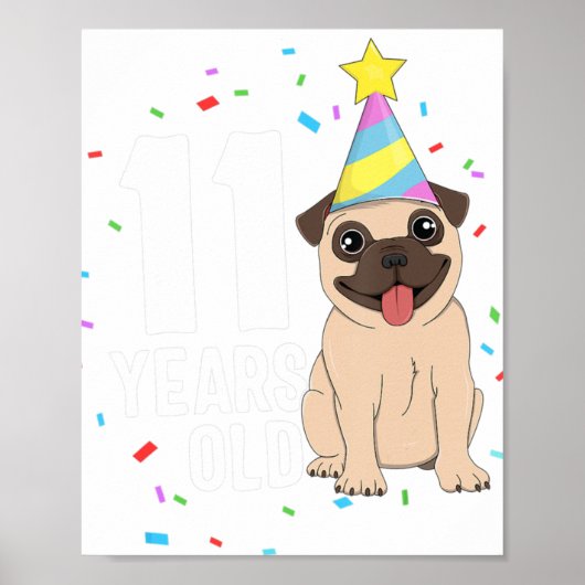 11歳誕生日プグドッグ恋人パーティー11th Bir ポスター (正面)