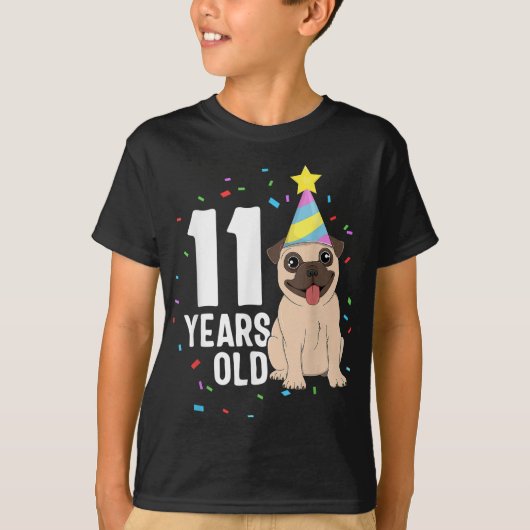 11歳誕生日プグドッグ恋人パーティー11th Bir Tシャツ (正面)