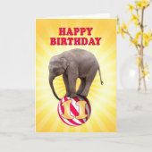 11歳、象の誕生日カードおめでとう カード (黄色い花)