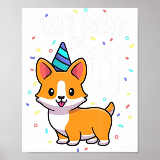 11歳Corgi Dog Lover 11th Birthday Party O ポスター (正面)