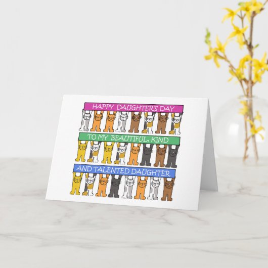 11番目に起きた威厳がある猫マンガの日 カード (黄色い花)