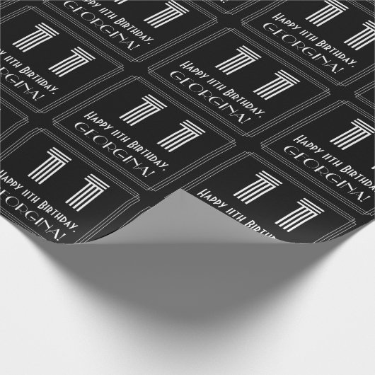 11番目の誕生日:インスパイアアールデコの検索「11」と名前 ラッピングペーパー (角)