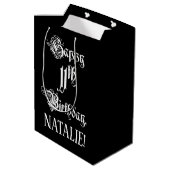 11番目の誕生日: ファンシー、スクリプエレガントト+名前をカスタムする ミディアムペーパーバッグ (裏面アングル)