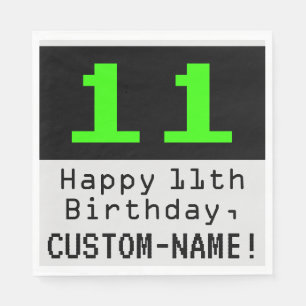 11番目の誕生日- Nerdy / オタク系のスタイル「11」と名前 スタンダードランチョンナプキン