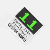 11番目の誕生日- Nerdy / オタク系のスタイル「11」と名前 スタンダードランチョンナプキン (角)