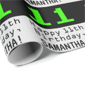 11番目の誕生日- Nerdy / オタク系のスタイル「11」と名前 ラッピングペーパー (ロールコーナー)