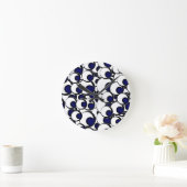 11眼目目玉黒青虹彩白掘り ラウンド壁時計 (ホーム)