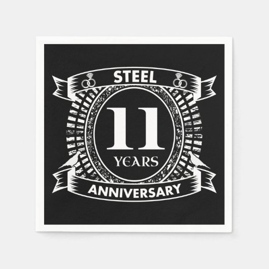 11結婚周年記念鋼 スタンダードカクテルナプキン (正面)