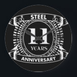11結婚周年記念鋼 ラージ壁時計<br><div class="desc">お前の結婚11周年は伝統的鋼鉄だ。このクレストスタイルデザインは、カップルの11年祝の結婚のためのロマンチックなデザインである。このもしデザインの救済下に連絡頼カスタマイズ、彼らはこの文字の下にあるデザイナーのボタンです。11th, 11 結婚s anniversary, 11th anniversary, steel, anniversary, 結婚 s, romantic, 11years, 結婚 s anniversary，白黒，</div>