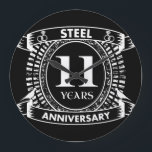 11結婚周年記念鋼 ラージ壁時計<br><div class="desc">お前の結婚11周年は伝統的鋼鉄だ。このクレストスタイルデザインは、カップルの11年祝の結婚のためのロマンチックなデザインである。このもしデザインの救済下に連絡頼カスタマイズ、彼らはこの文字の下にあるデザイナーのボタンです。11th, 11 結婚s anniversary, 11th anniversary, steel, anniversary, 結婚 s, romantic, 11years, 結婚 s anniversary,白黒,</div>