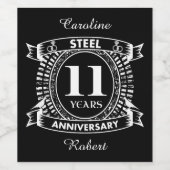 11結婚周年記念鋼 ワインラベル (シングルラベル)